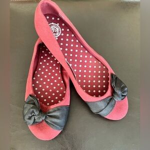 SO Authentic American Heritage Women’s Ballet Flats Size 9 Maroon w/ Black Bows